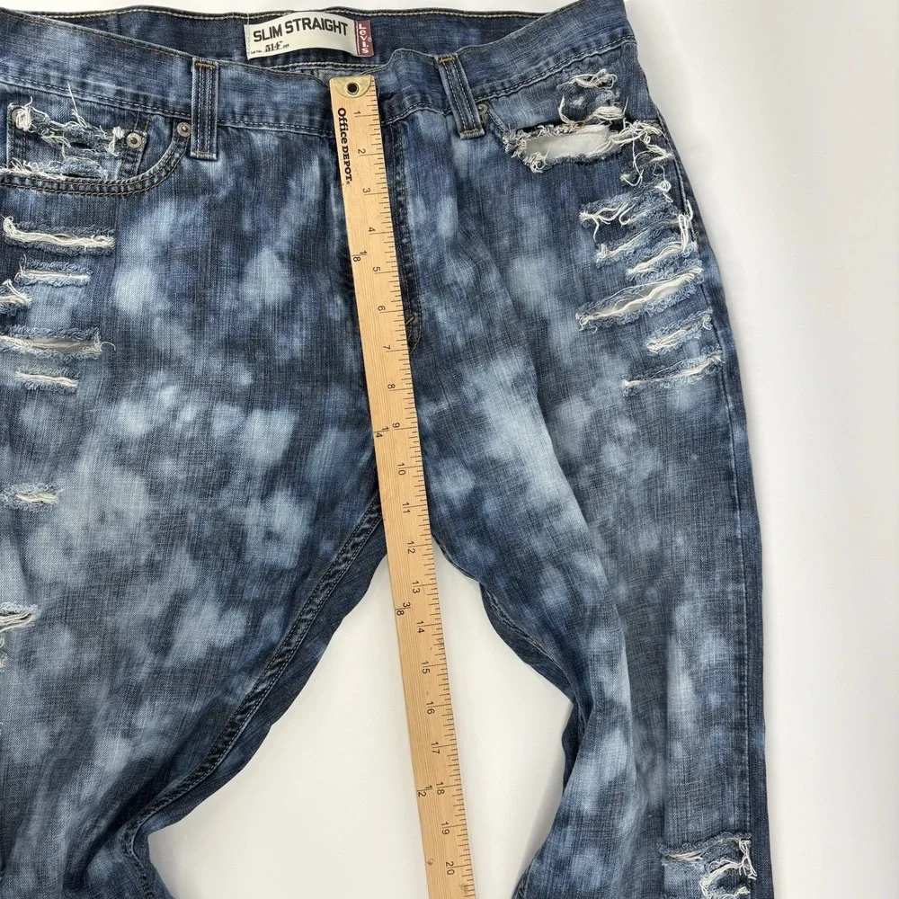 Levi's 514 Men's Jeans 36x32 Bleached Denim Slim‎ Straight Fit Distressed